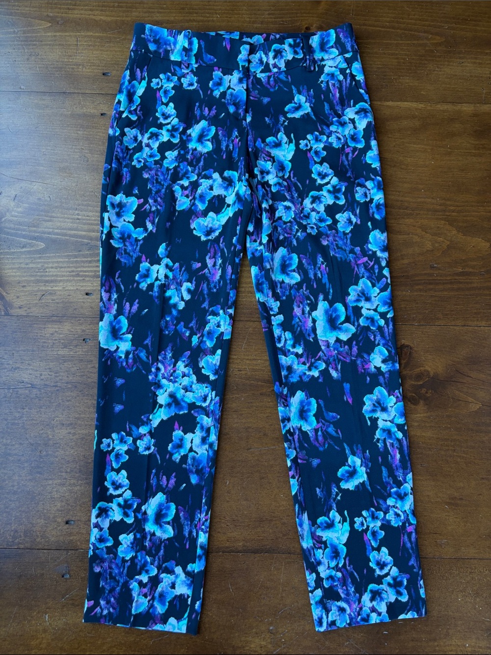 Ann Taylor Blue/Purple Floral Dress Pants Sz 2